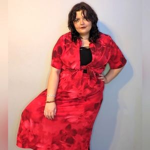 NWT Red Floral Skirt Set